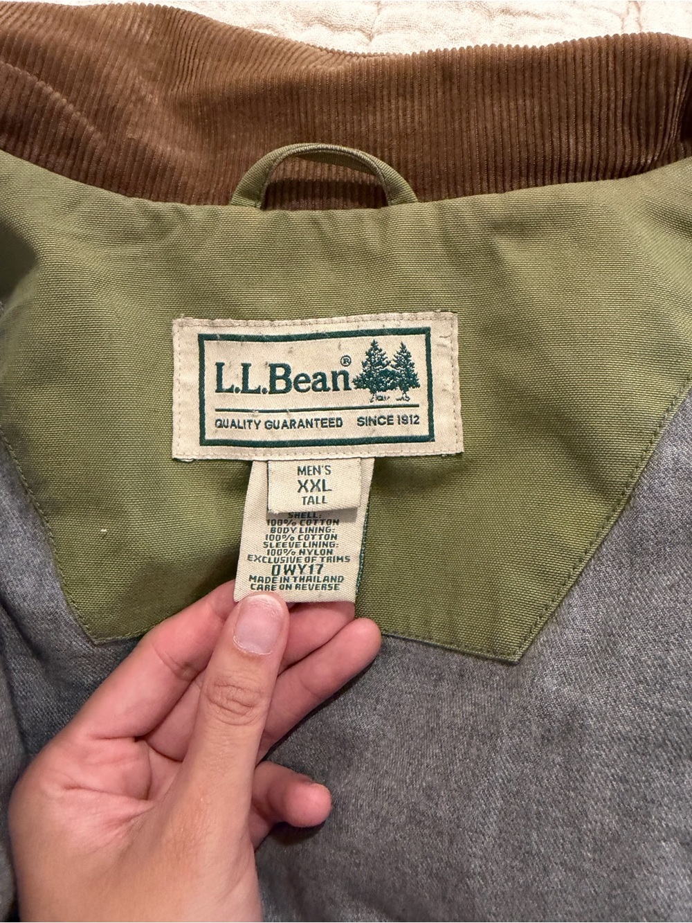 Vintage 80s 90s Men’s L.L.Bean Blanket Lined Green Chore Barn Coat - Picture 3 of 11